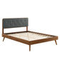 Modway Bridgette Wood Platform Bed with Splayed Legs Queen Walnut Charcoal MDY-MOD-6388-WAL-CHA