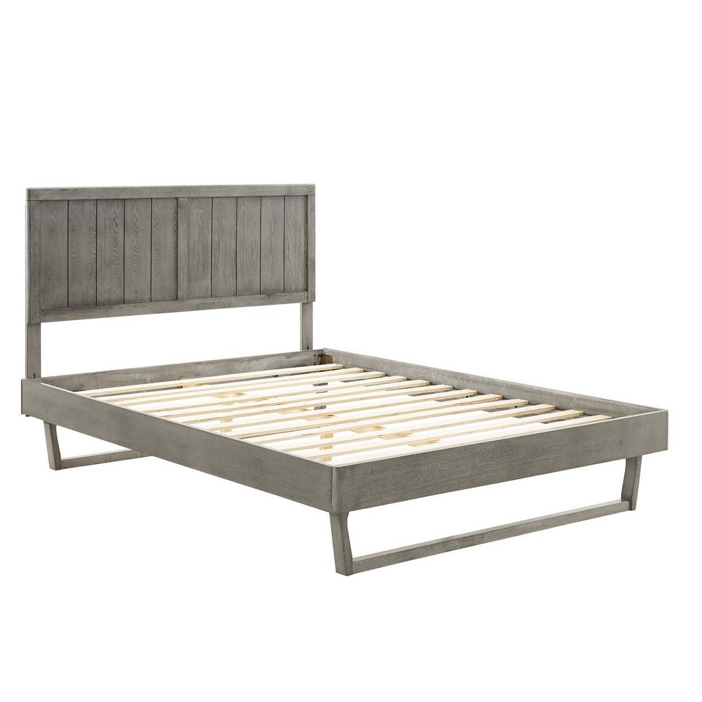 Alana Wood Full Platform Bed With Angular Frame by Modway| Gray