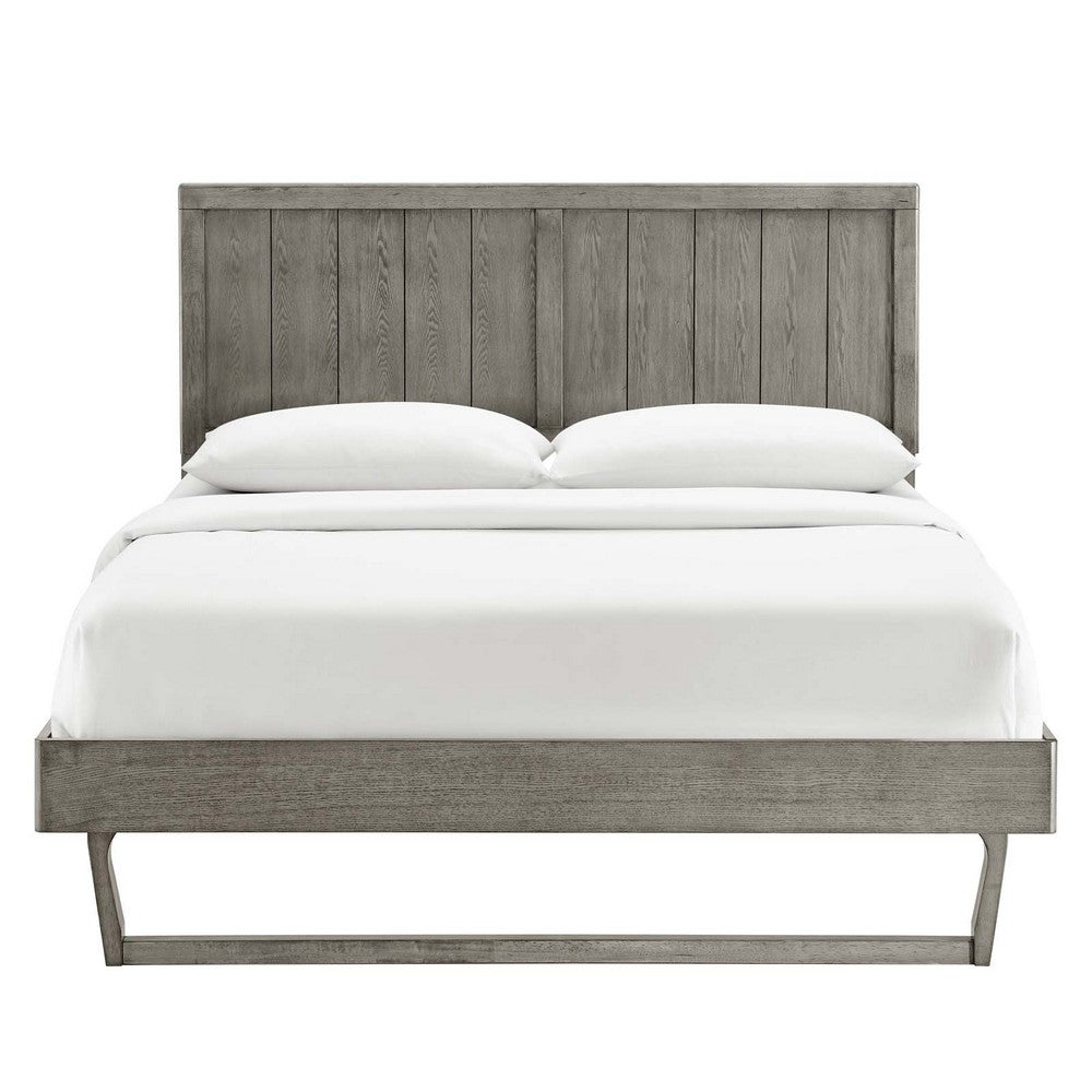 Alana Wood Full Platform Bed With Angular Frame by Modway| Gray