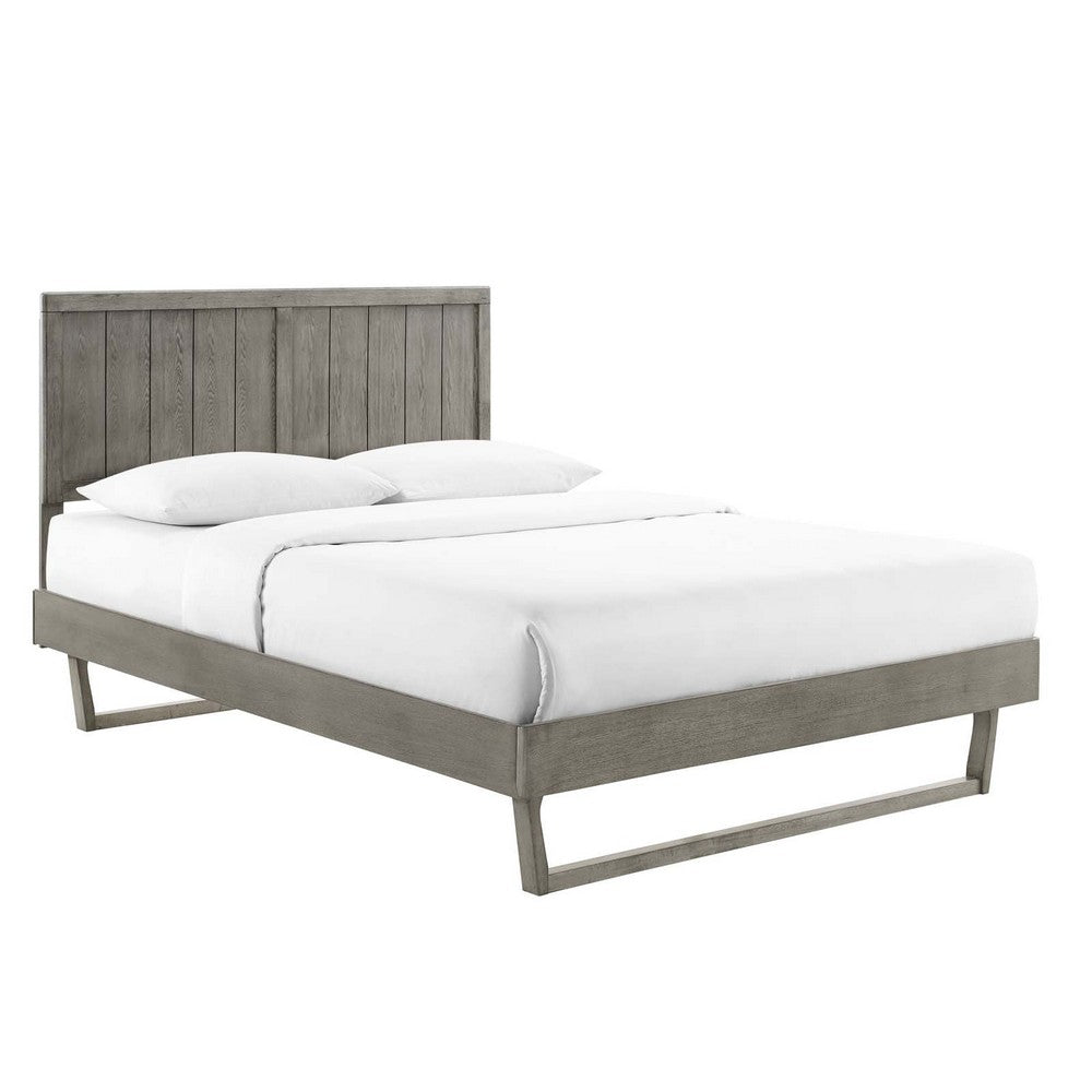Alana Wood Full Platform Bed With Angular Frame by Modway| Gray