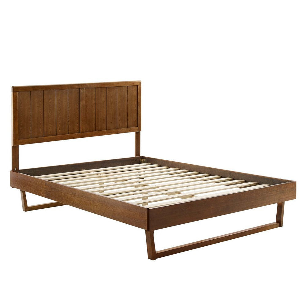 Modway Alana Wood Full Platform Bed in Walnut with Angular Frame Double MDY-MOD-6616-WAL