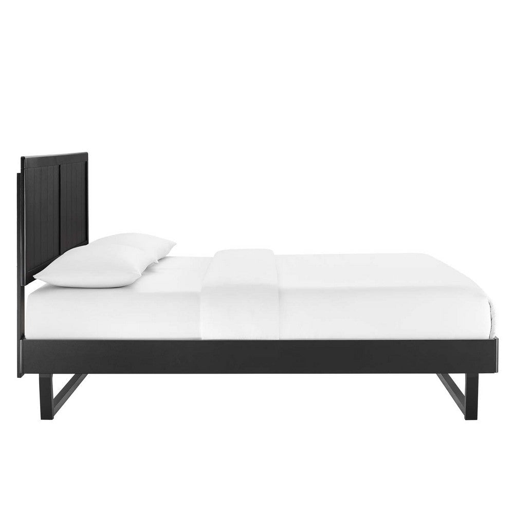 Modway Alana Wood King Platform Bed in Black with Angular Frame MDY-MOD-6617-BLK