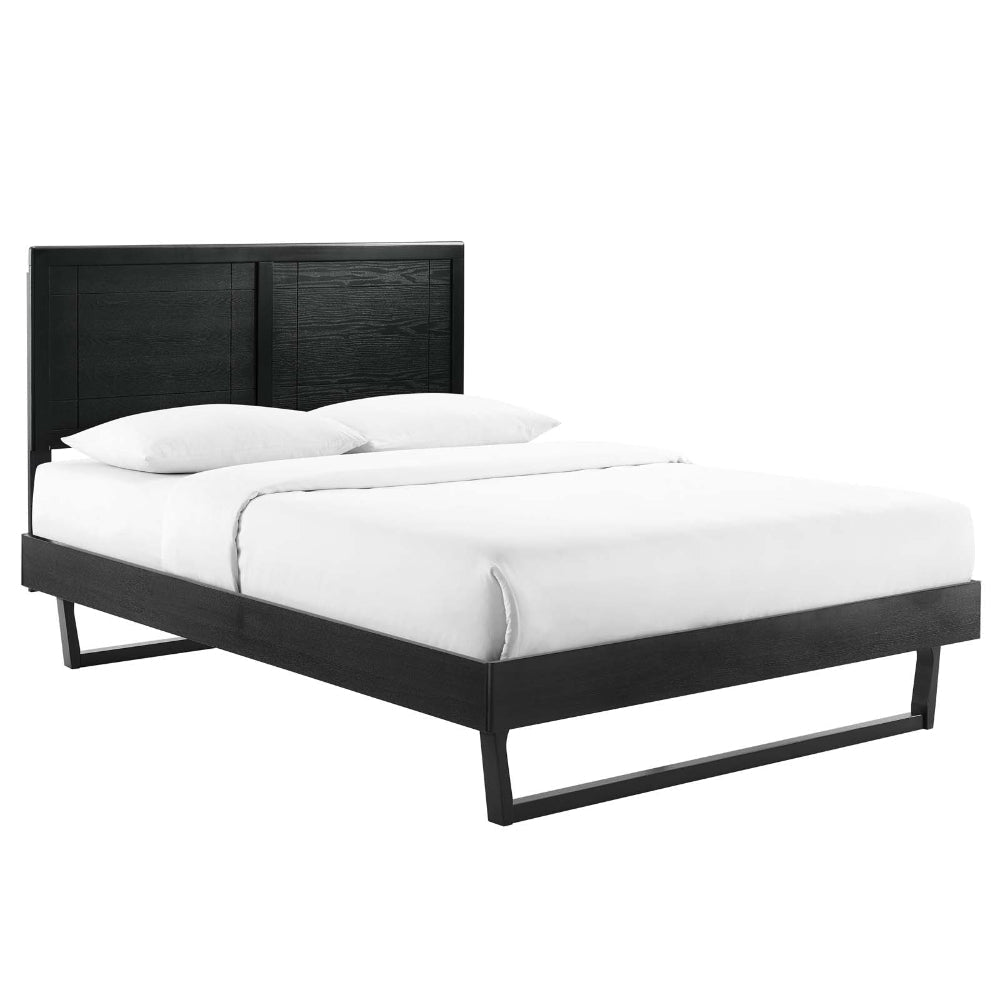 Modway Marlee Wood Full Platform Bed in Black with Angular Frame, Double