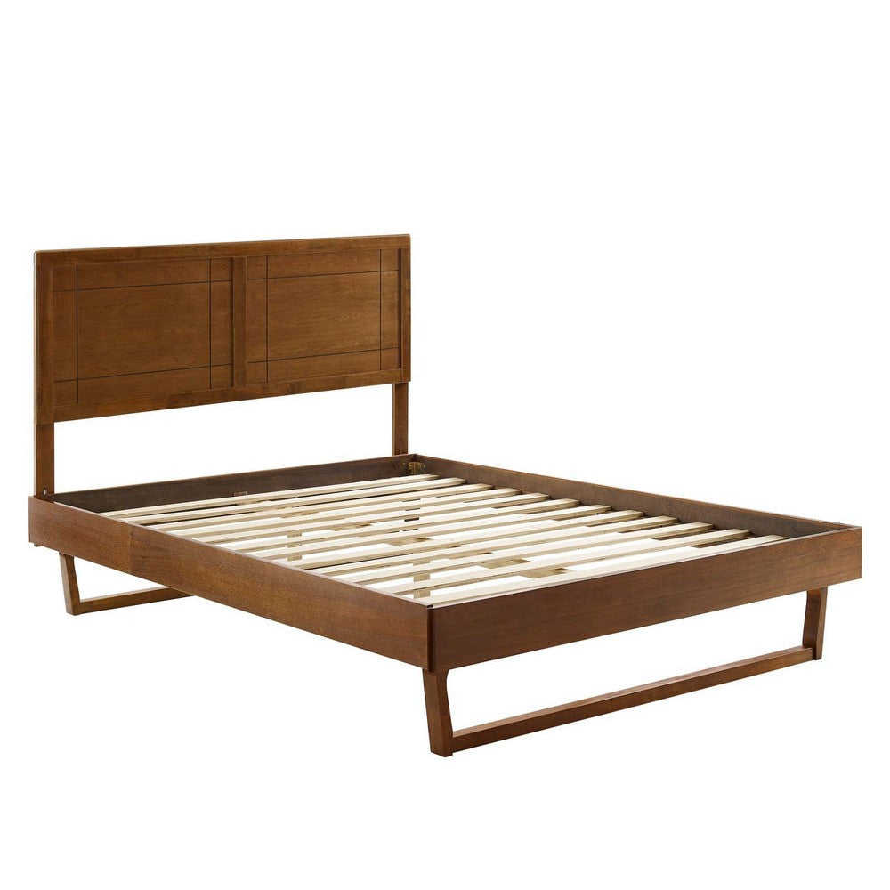 Modway Marlee Wood Full Platform Bed in Walnut with Angular Frame Double MDY-MOD-6625-WAL