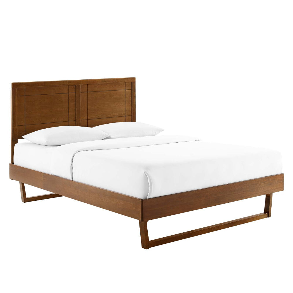 Modway Marlee Wood Full Platform Bed in Walnut with Angular Frame, Double