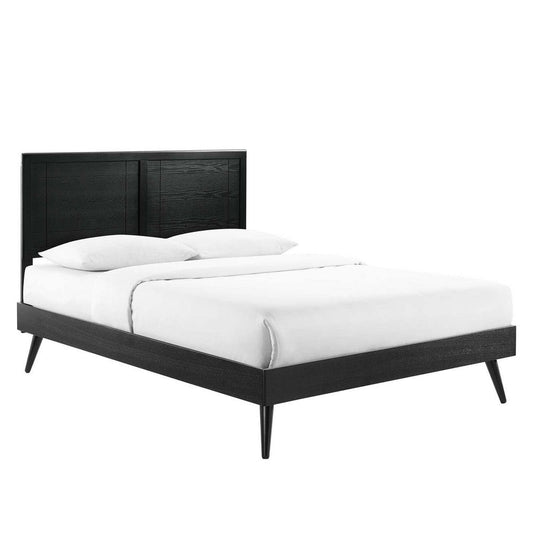 Modway Marlee Wood King Platform Bed in Black with Splayed Legs