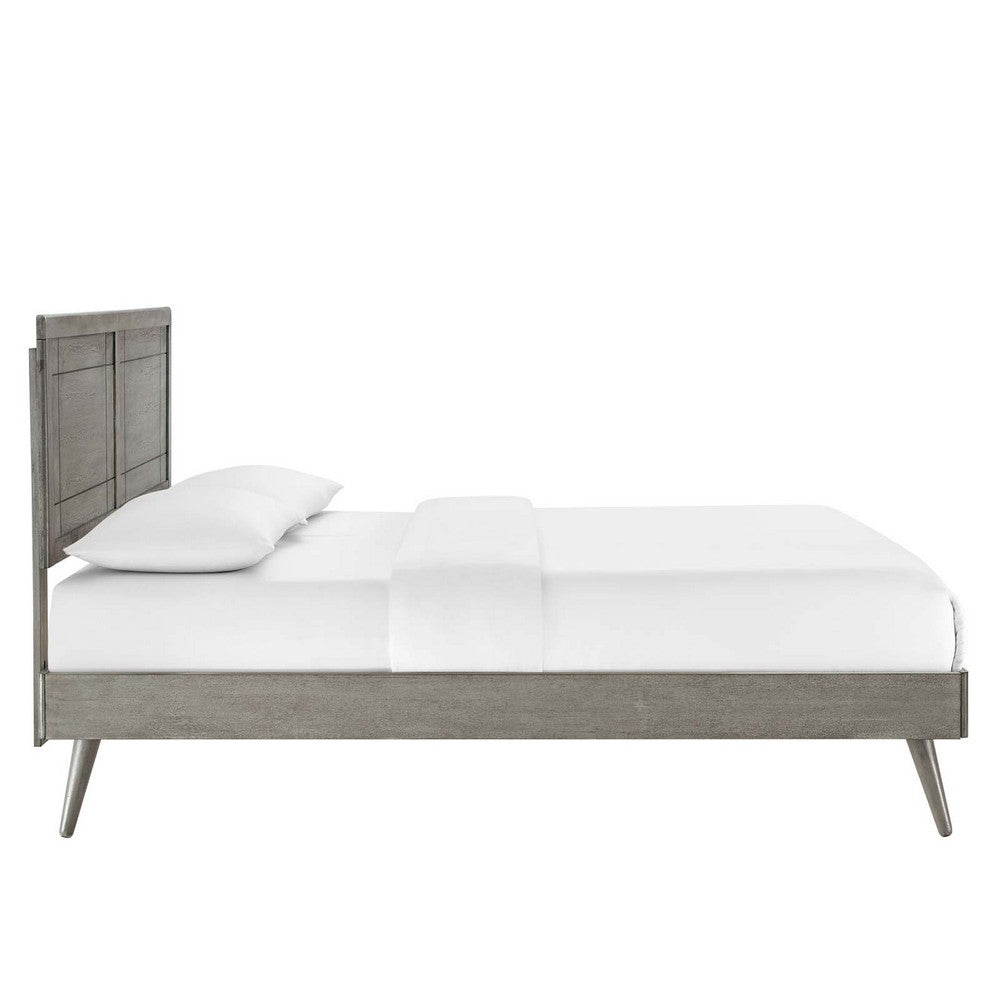 Marlee Wood Twin Platform Bed With Splayed Legs by Modway| Gray