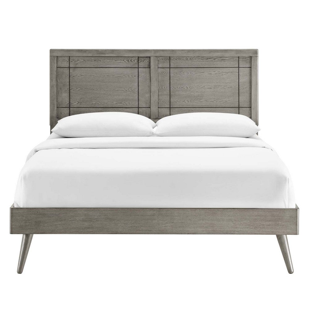 Marlee Wood Twin Platform Bed With Splayed Legs by Modway| Gray