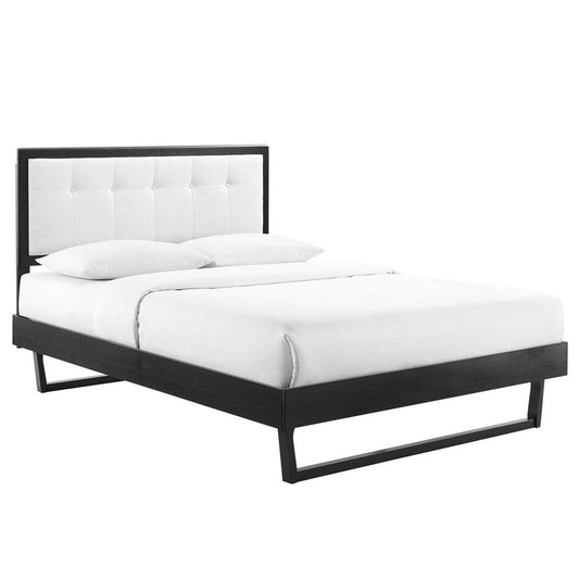 Modway Willow Wood Platform Bed with Angular Frame, Full, Black White