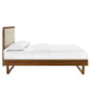 Modway Willow Wood Platform Bed with Angular Frame Full Walnut Beige MDY-MOD-6634-WAL-BEI