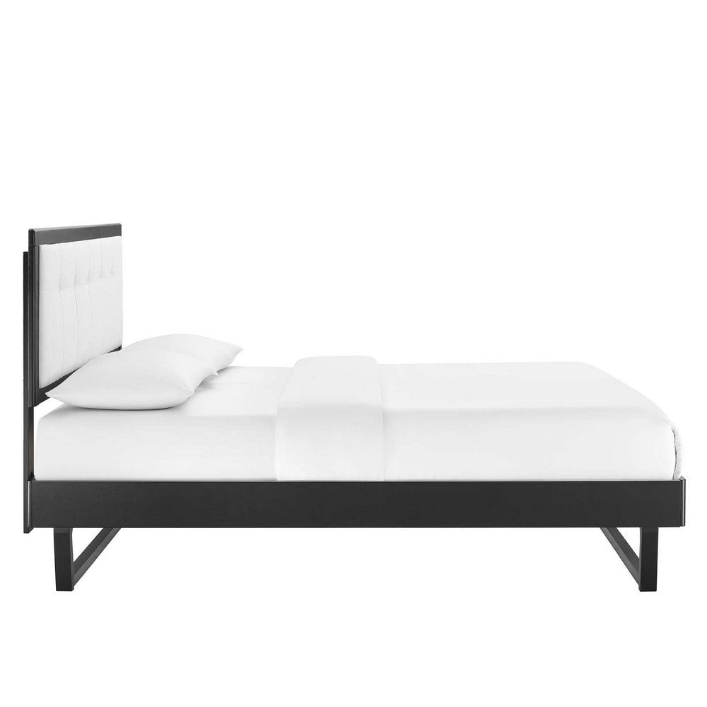 Modway MOD-6635-BLK-WHI Willow King Wood Platform Bed with Angular Frame Black White MDY-MOD-6635-BLK-WHI