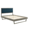 Modway MOD-6635-GRY-AZU Willow King Wood Platform Bed with Angular Frame Gray Azure MDY-MOD-6635-GRY-AZU