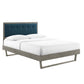 Modway MOD-6635-GRY-AZU Willow King Wood Platform Bed with Angular Frame, Gray Azure