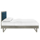 Modway MOD-6635-GRY-AZU Willow King Wood Platform Bed with Angular Frame Gray Azure MDY-MOD-6635-GRY-AZU