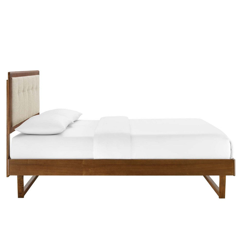 Modway Willow Wood Platform Bed with Angular Frame King Walnut Beige MDY-MOD-6635-WAL-BEI