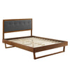 Modway MOD-6635-WAL-CHA Willow King Wood Platform Bed with Angular Frame Walnut Charcoal MDY-MOD-6635-WAL-CHA