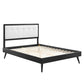 Modway MOD-6637-BLK-WHI Willow Full Wood Platform Bed with Splayed Legs Black White MDY-MOD-6637-BLK-WHI