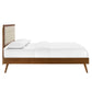 Modway MOD-6638-WAL-BEI Willow King Wood Platform Bed with Splayed Legs Walnut Beige MDY-MOD-6638-WAL-BEI