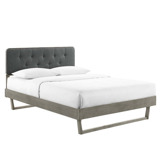 Modway Bridgette Wood Platform Bed with Angular Frame, King, Gray Charcoal