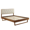 Modway Bridgette Wood Platform Bed with Angular Frame King Walnut Beige MDY-MOD-6644-WAL-BEI