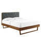 Modway Bridgette Wood Platform Bed with Angular Frame, King, Walnut Charcoal