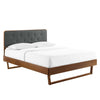 Modway Bridgette Wood Platform Bed with Angular Frame, Single, Walnut Charcoal