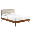 Modway Bridgette Wood Platform Bed with Splayed Legs, Double, Walnut Beige