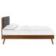 Modway Bridgette Wood Platform Bed with Splayed Legs King Walnut Charcoal MDY-MOD-6647-WAL-CHA