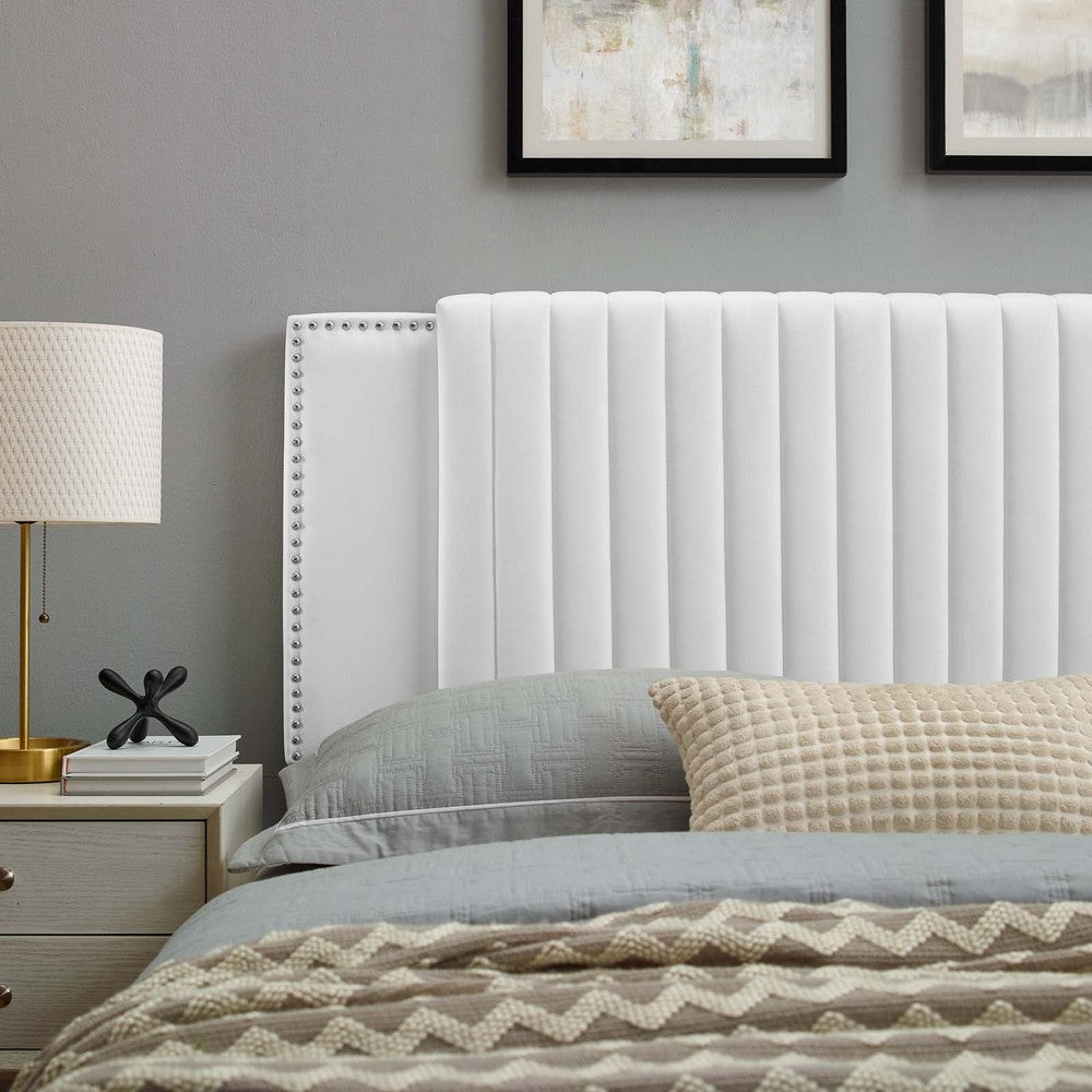 Felicity Channel Tufted Performance Velvet Full/Queen Headboard by Modway| White