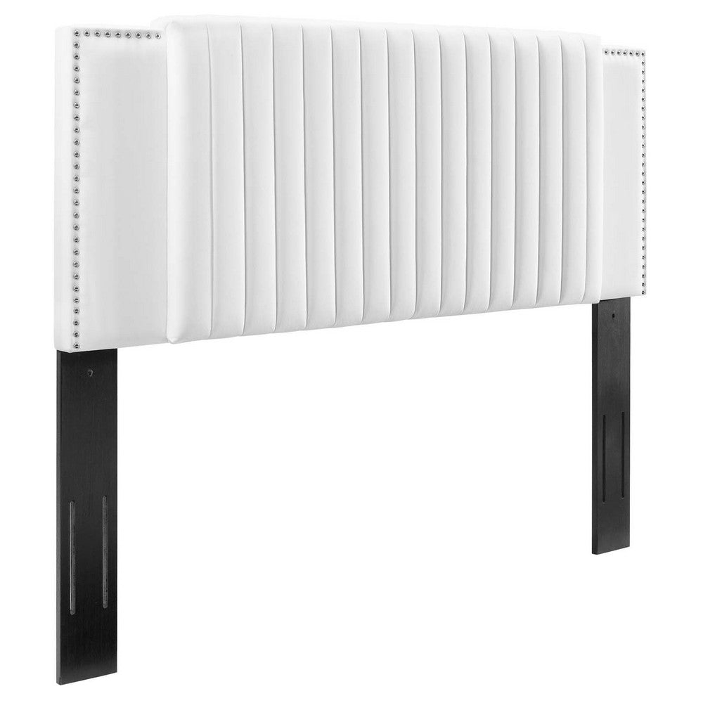 Felicity Channel Tufted Performance Velvet Full/Queen Headboard by Modway| White