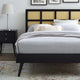 Sidney Cane and Wood King Platform Bed With Splayed Legs by Modway| Black