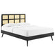 Sidney Cane and Wood King Platform Bed With Splayed Legs by Modway| Black