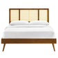 Modway Kelsea Cane and Wood Full Platform Bed with Splayed Legs in Walnut MDY-MOD-6696-WAL