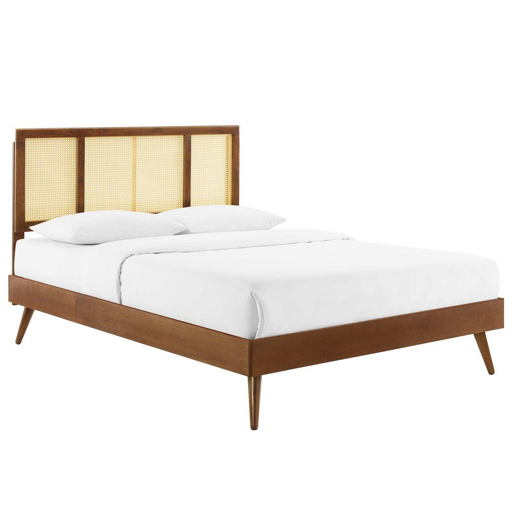 Kelsea Cane and Wood Full Platform Bed With Splayed Legs by Modway| Brown