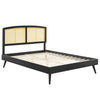 Modway Sierra Cane and Wood Full Platform Bed with Splayed Legs in Black MDY-MOD-6700-BLK