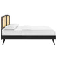 Modway Sierra Cane and Wood Full Platform Bed with Splayed Legs in Black MDY-MOD-6700-BLK