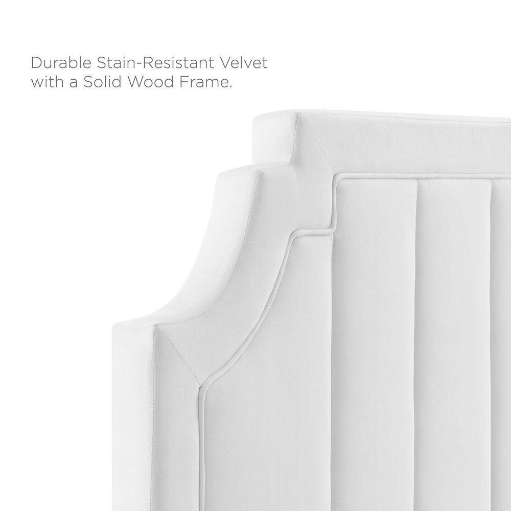 Modway Sienna Performance Velvet Queen Platform Bed in White MDY-MOD-6712-WHI