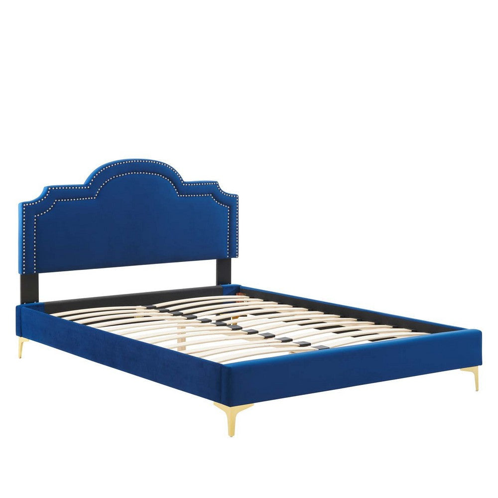 Modway Aviana Performance Velvet Twin Bed in Navy MDY-MOD-6789-NAV