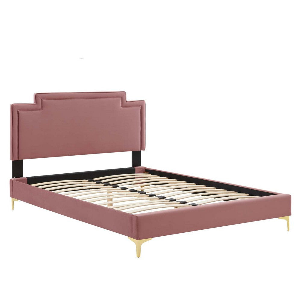 Modway Liva Performance Velvet Twin Bed in Dusty Rose MDY-MOD-6791-DUS