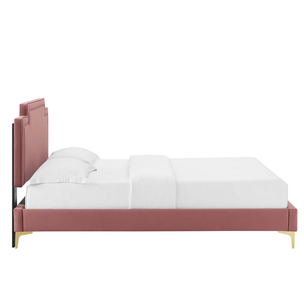 Modway Liva Performance Velvet Twin Bed in Dusty Rose MDY-MOD-6791-DUS