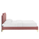 Modway Liva Performance Velvet Twin Bed in Dusty Rose MDY-MOD-6791-DUS