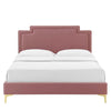 Modway Liva Performance Velvet Twin Bed in Dusty Rose MDY-MOD-6791-DUS