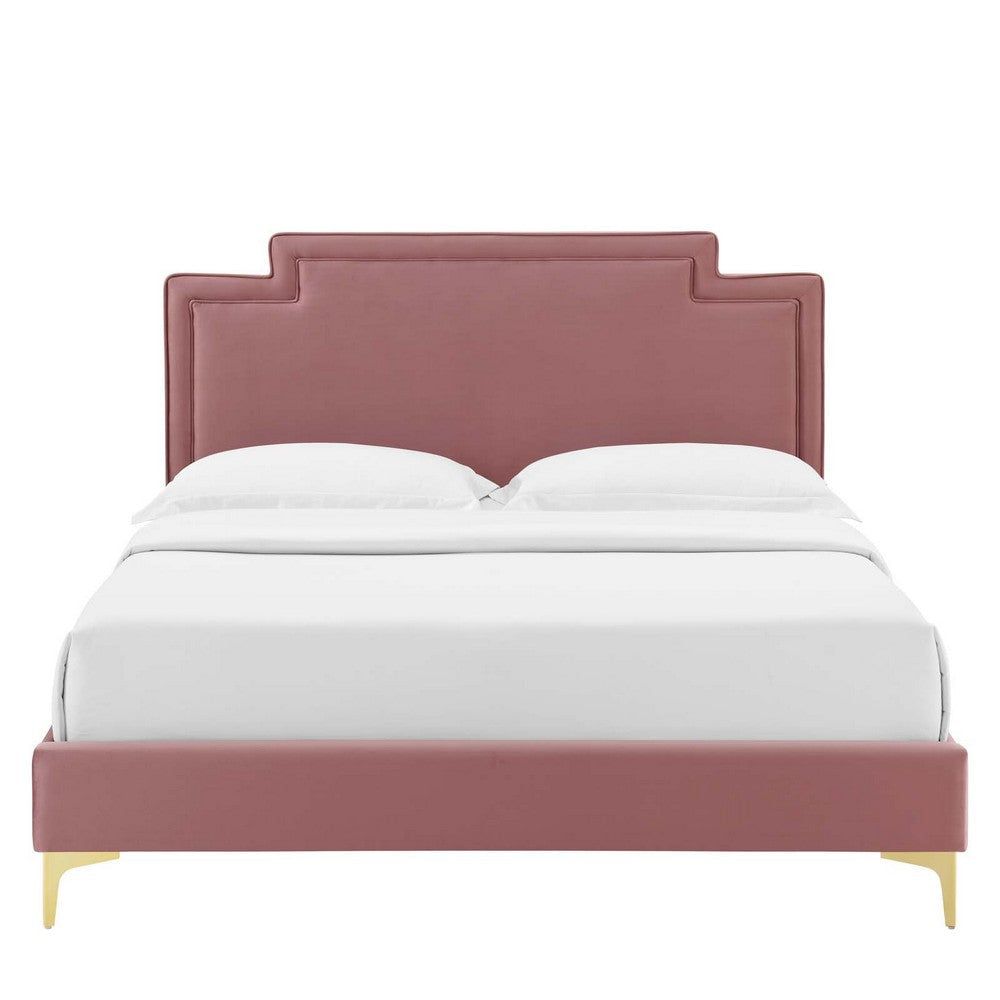 Modway Liva Performance Velvet Twin Bed in Dusty Rose MDY-MOD-6791-DUS