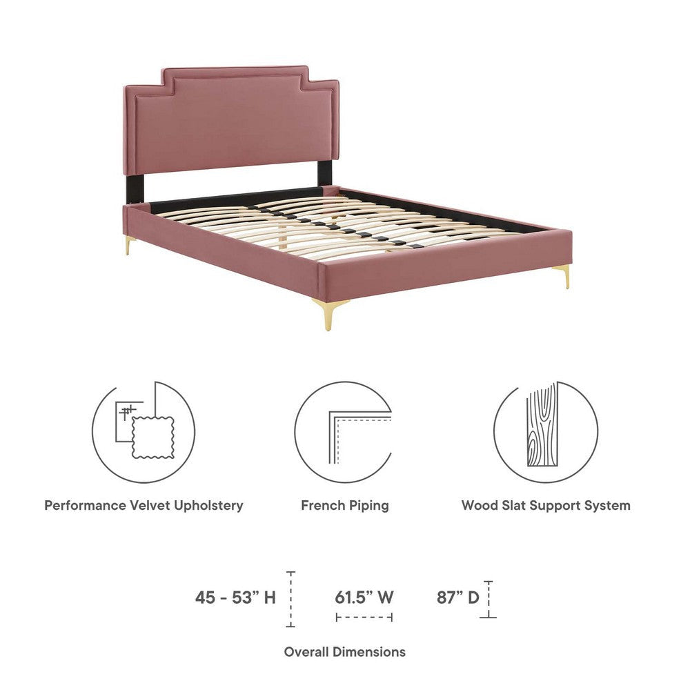 Modway Liva Performance Velvet Twin Bed in Dusty Rose MDY-MOD-6791-DUS