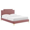Modway Liva Performance Velvet Twin Bed in Dusty Rose