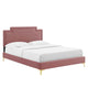 Modway Liva Performance Velvet Twin Bed in Dusty Rose