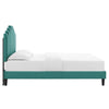 Modway Elise Channel Tufted Performance Velvet Full Platform Bed in White with Black Wood Legs Twin Teal MDY-MOD-6876-TEA