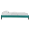 Modway Elise Channel Tufted Performance Velvet Full Platform Bed in White with Black Wood Legs Twin Teal MDY-MOD-6876-TEA