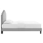 Modway Elise Channel Tufted Performance Velvet Full Platform Bed in White with Black Wood Legs Light Gray MDY-MOD-6877-LGR