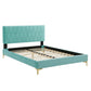 Modway Phillipa Performance Velvet Platform Bed with Gold Legs King Mint MDY-MOD-6928-MIN